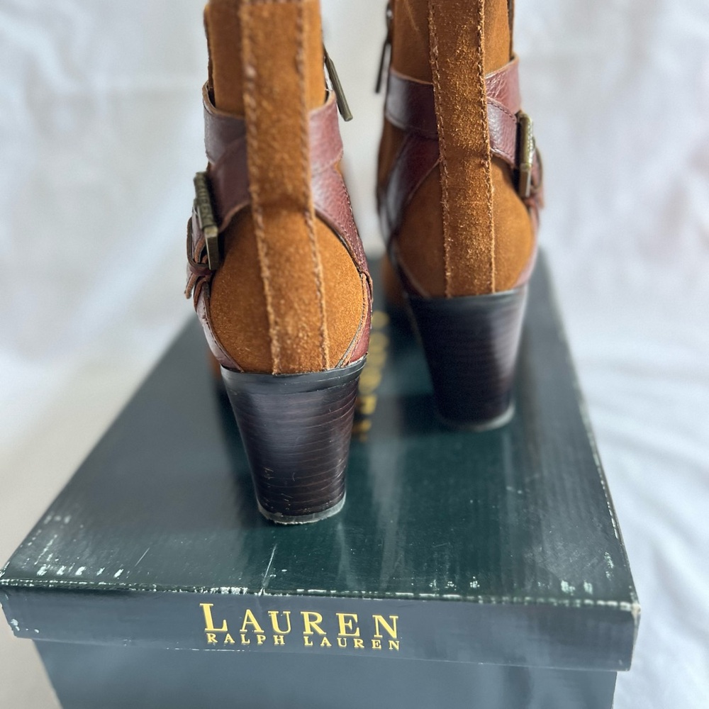 Lauren Ralph Lauren Brown Suede Ankle Booties - Picture 4 of 9